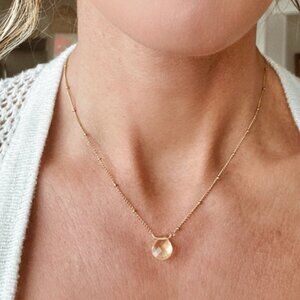 Citrine Pendant Necklace Gorgeous Everyday Necklace Waterproof Non-Tarnish Gold